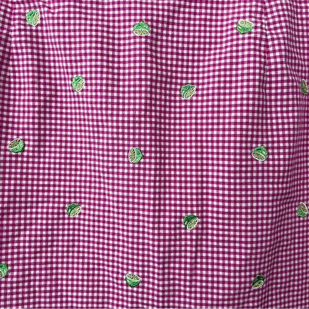 Talbots Petites Vintage Lime Printed Gingham Skirt Size 10P